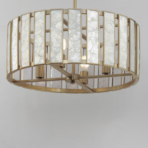Miramar 4 Light 24.25 inch Capiz with Natural Aged Brass Single Pendant Ceiling Light