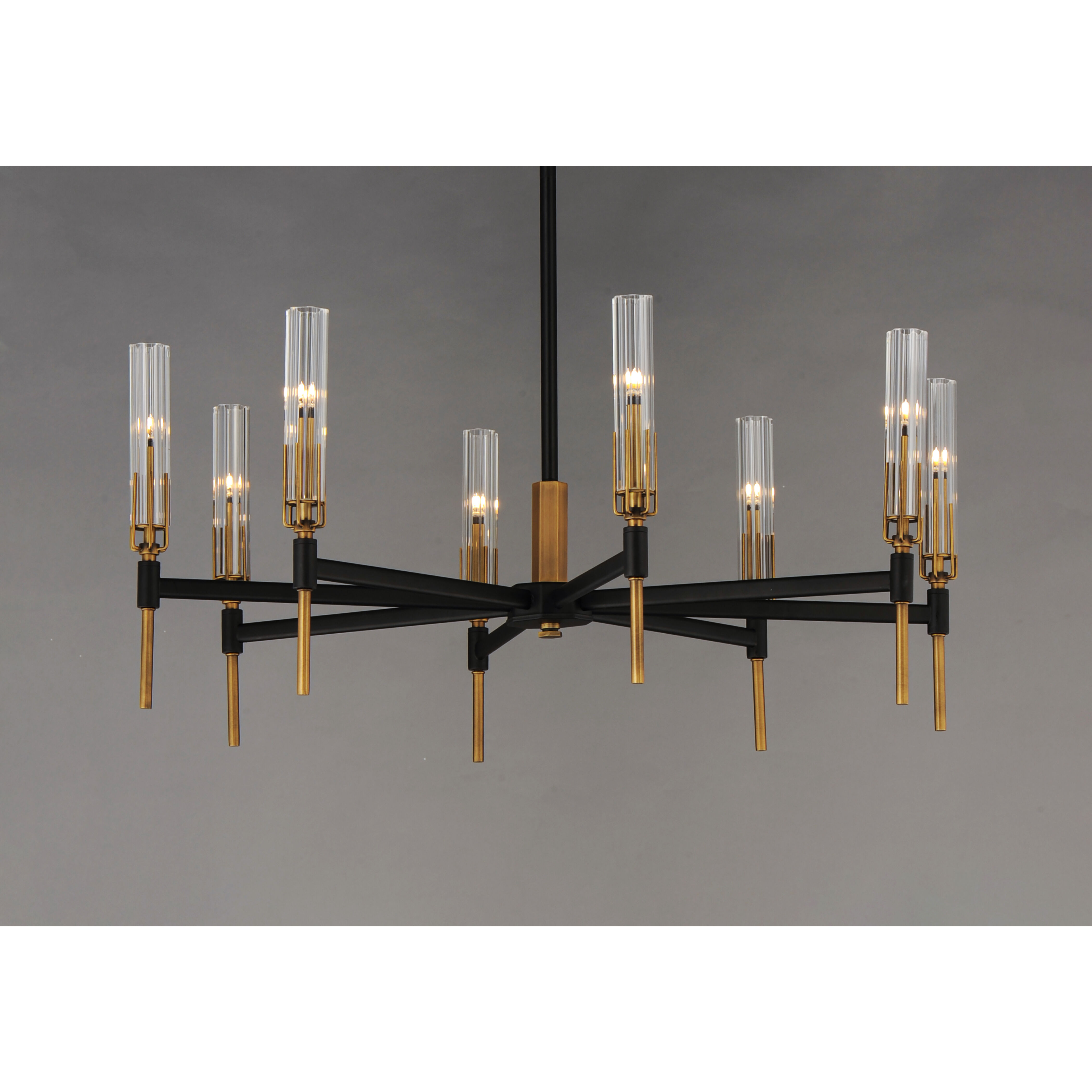 Flambeau LED 33 inch Black/Antique Brass Chandelier Ceiling Light