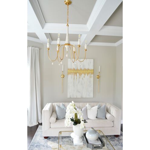 Claymore 6 Light 28 inch Claystone/Gold Leaf Chandelier Ceiling Light