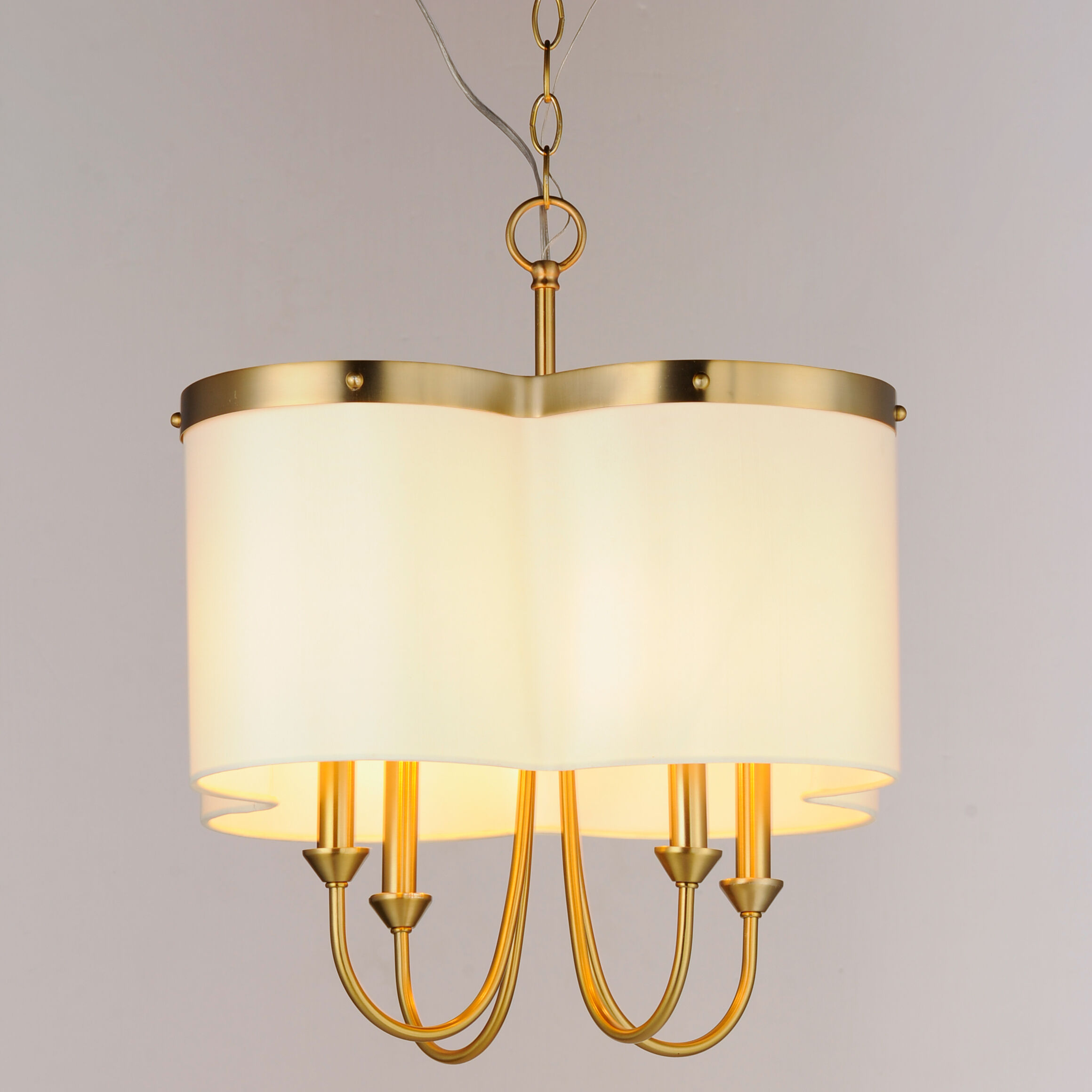 Clover 4 Light 20 inch Satin Brass Chandelier Ceiling Light