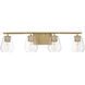 Geode 4 Light 31.25 inch Natural Aged Brass Bath Vanity Wall Light
