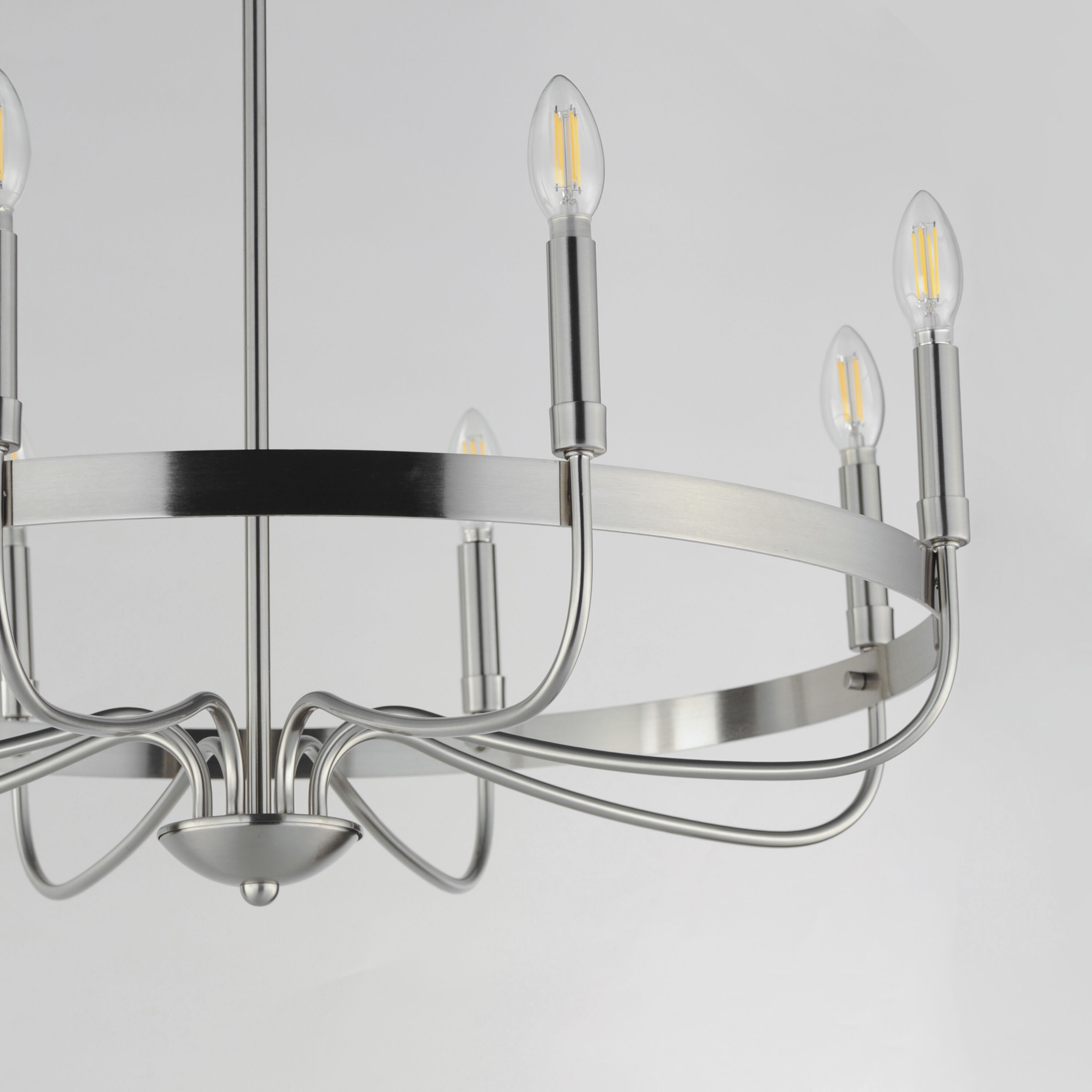 【新品・未使用】RISING SUN G8 MIRROR FINISH NO.5 Maxim Lighting 14498SN Frankie 8 Light 29 inch Satin Nickel