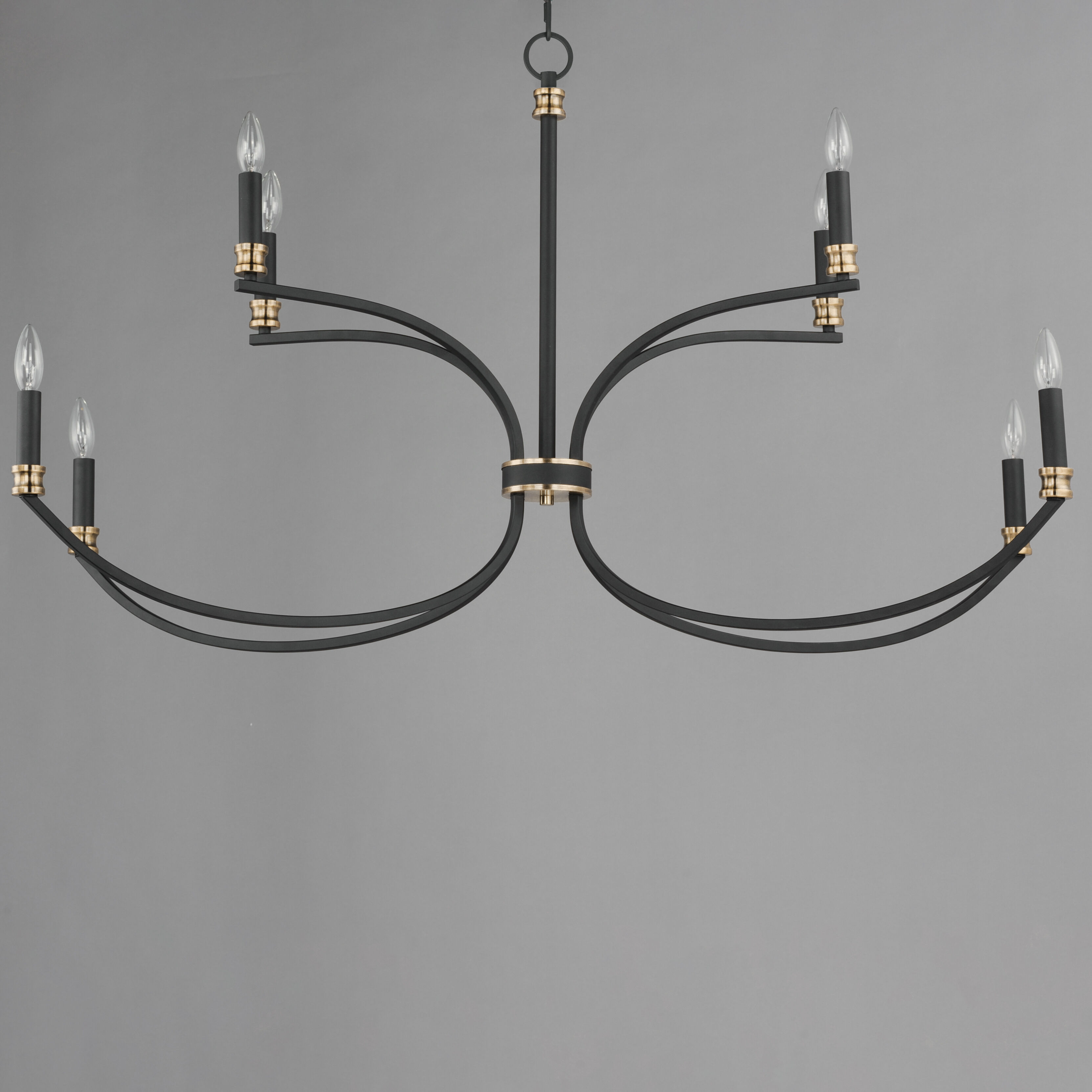 Maxim 11378BKAB Charlton 8 Light 48 inch Black/Antique Brass