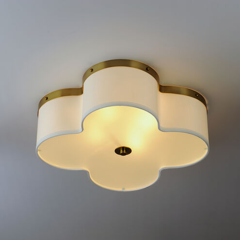 Clover 4 Light 20 inch Satin Brass Flush Mount Ceiling Light