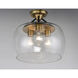 Goblet 3 Light 13.5 inch Bronze and Antique Brass Semi-Flush Mount Ceiling Light