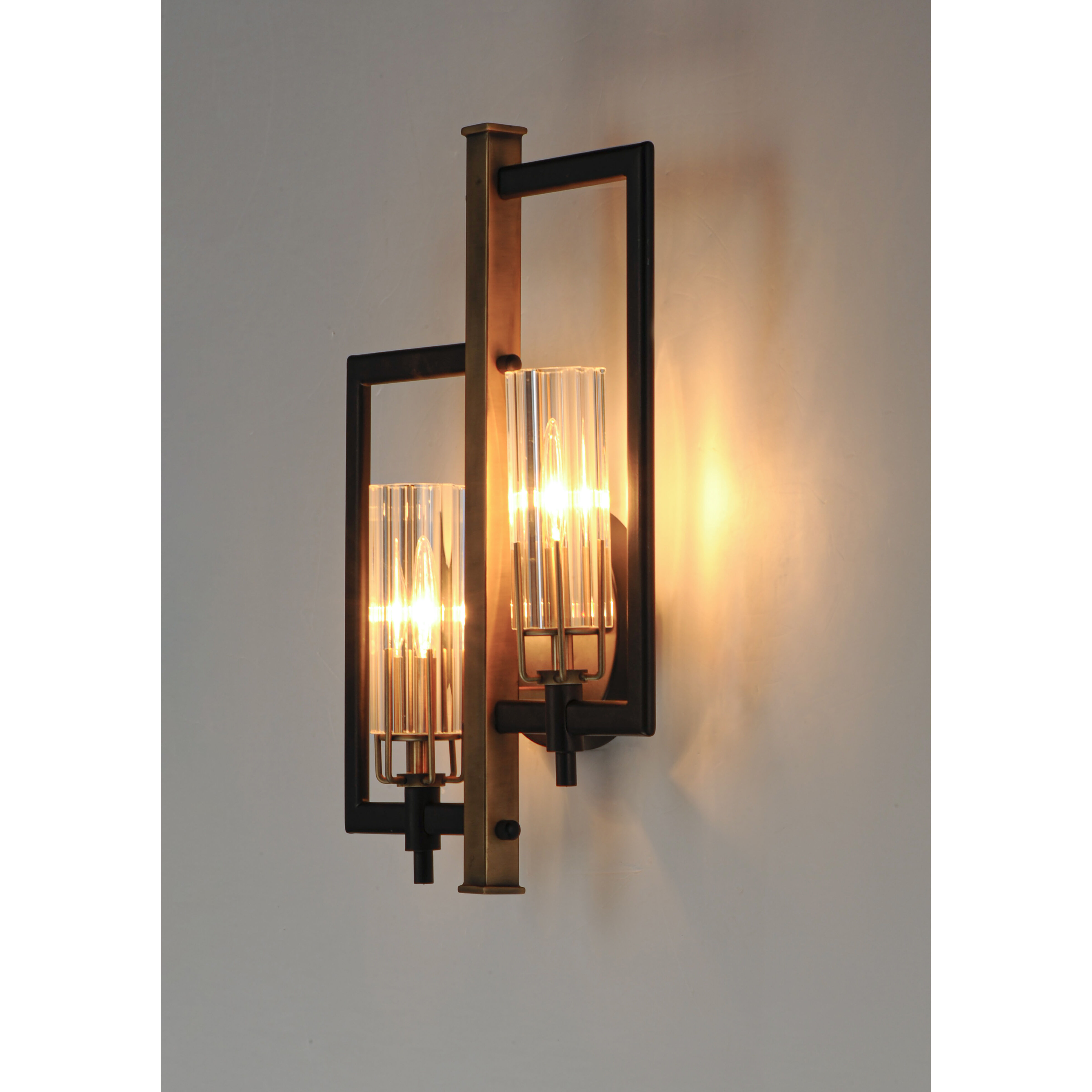 Flambeau 2 Light 13 inch Black/Antique Brass ADA Wall Sconce Wall Light