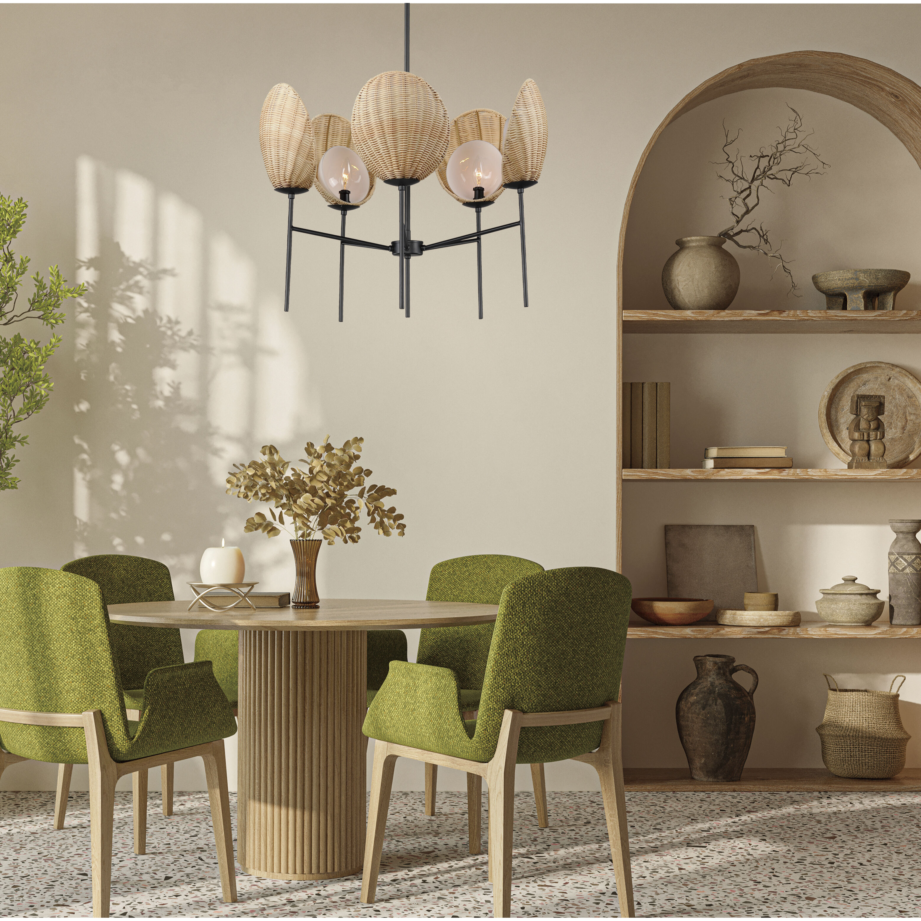 Maldives 5 Light 26 inch Black Chandelier Ceiling Light