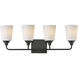 Hudson 4 Light 28.25 inch Black Bath Vanity Wall Light in Satin White