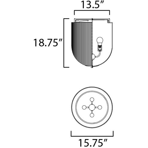 Dune 4 Light 15.75 inch Black Semi-Flush Mount Ceiling Light