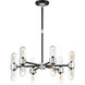 Dual 12 Light 26.25 inch Black and Brushed Aluminum Outdoor Chandelier