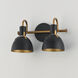 Dusk 2 Light 15 inch Black and Antique Brass Bath Vanity Wall Light