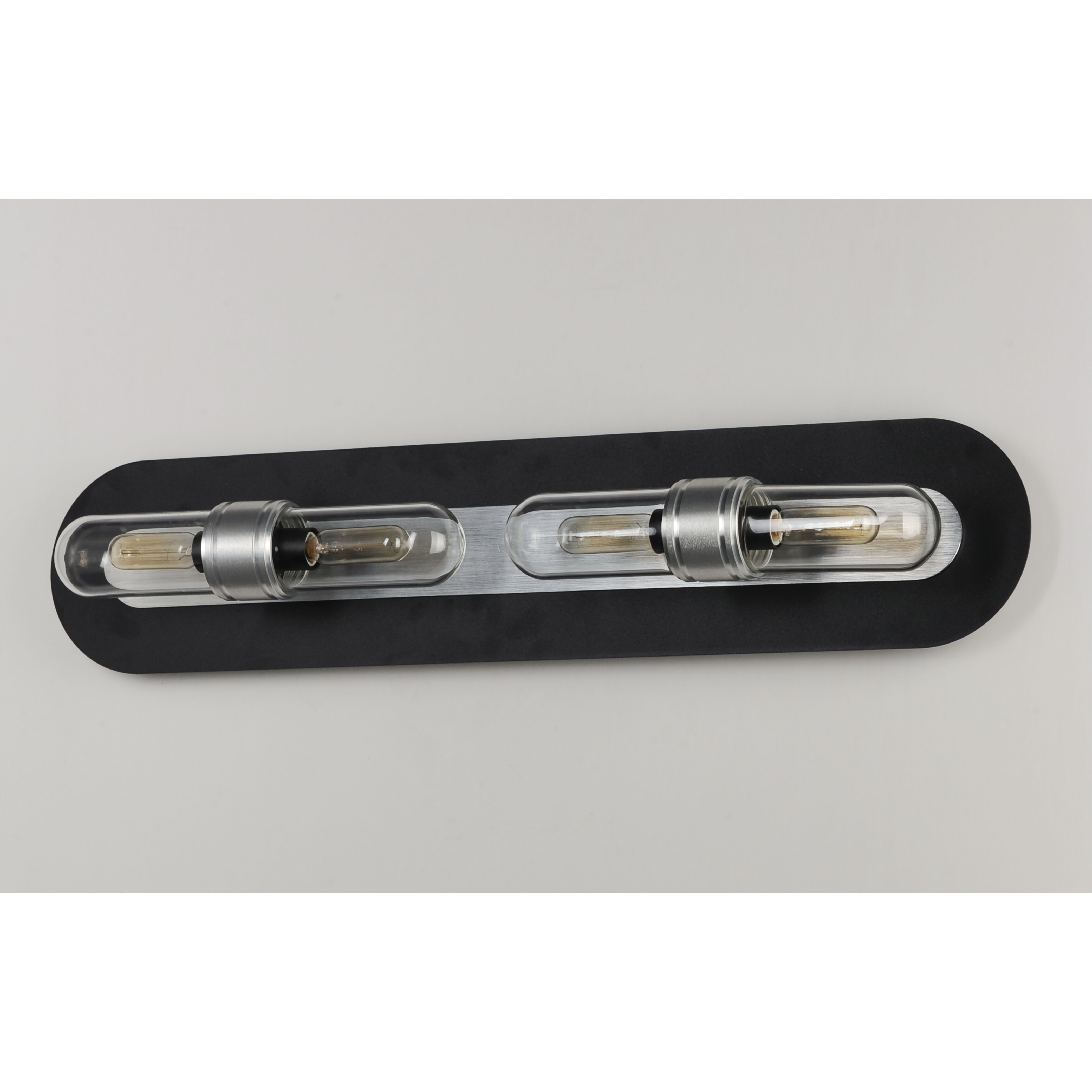 Dual 4 Light 28.5 inch Black/Brushed Aluminum Bath Vanity Wall Light