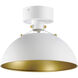 Dawn 1 Light 12 inch White and Satin Brass Semi-Flush Mount Ceiling Light
