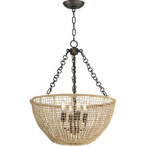 Cestino 4 Light 21 inch Antique Bronze Invert Bowl Pendant Ceiling Light