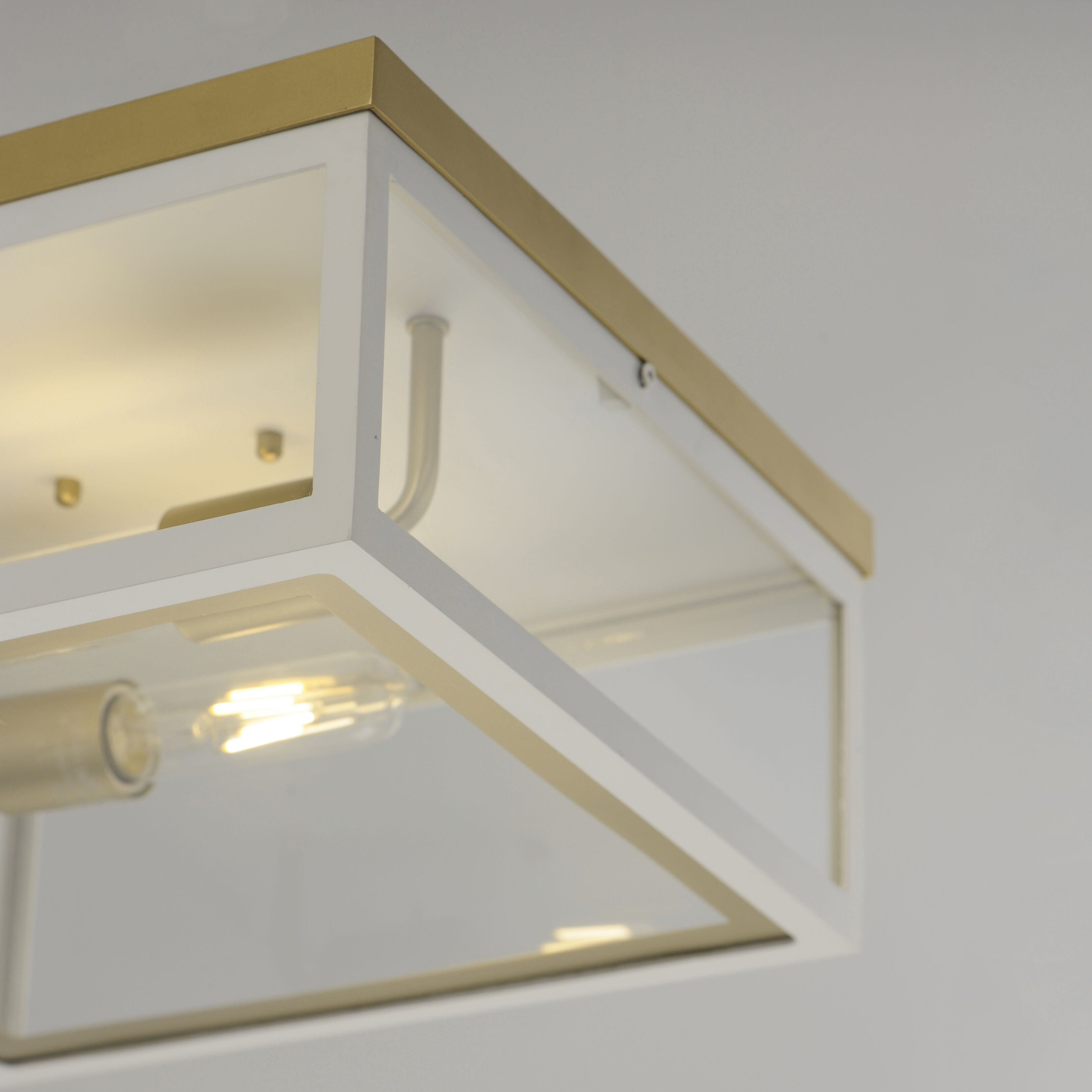 Neoclass 2 Light 13 inch White/Gold Outdoor Flush Mount in White and Gold