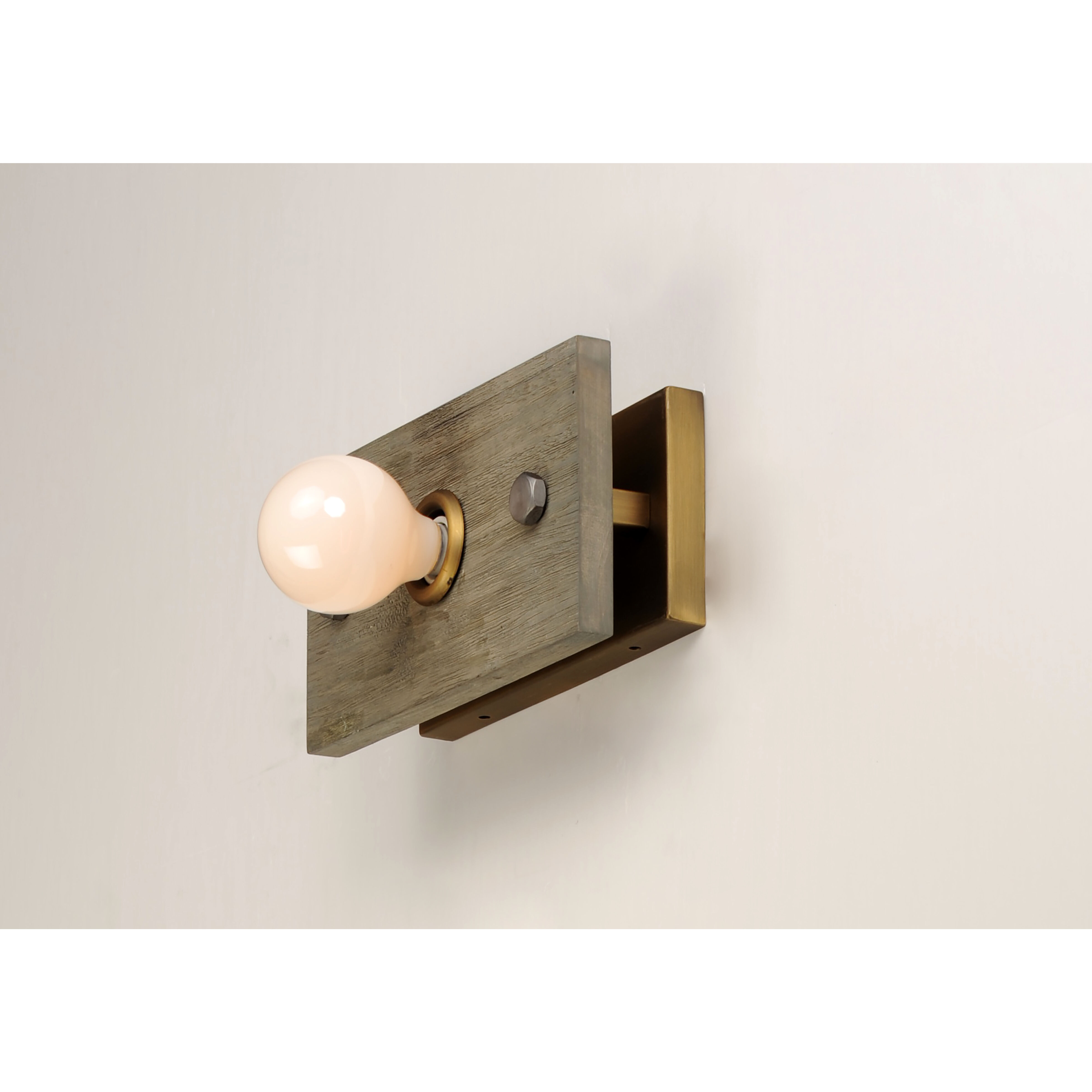 Plank 1 Light 11 inch Weathered Wood/Antique Brass Wall Sconce Wall Light