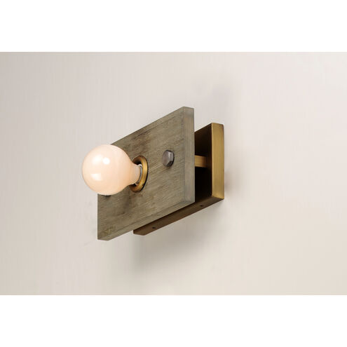 Plank 1 Light 11 inch Weathered Wood/Antique Brass Wall Sconce Wall Light