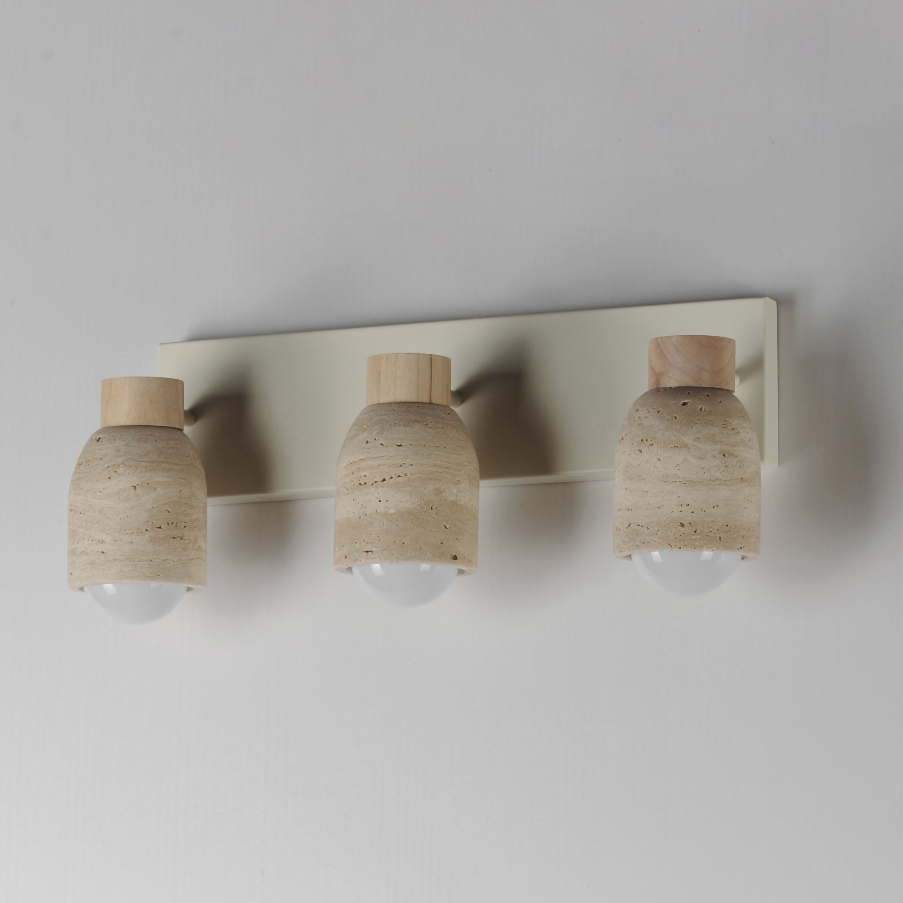 Pompeii 3 Light 21 inch Travertine and Oyster Bath Vanity Wall Light