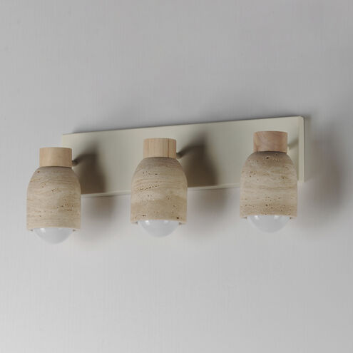 Pompeii 3 Light 21 inch Travertine and Oyster Bath Vanity Wall Light