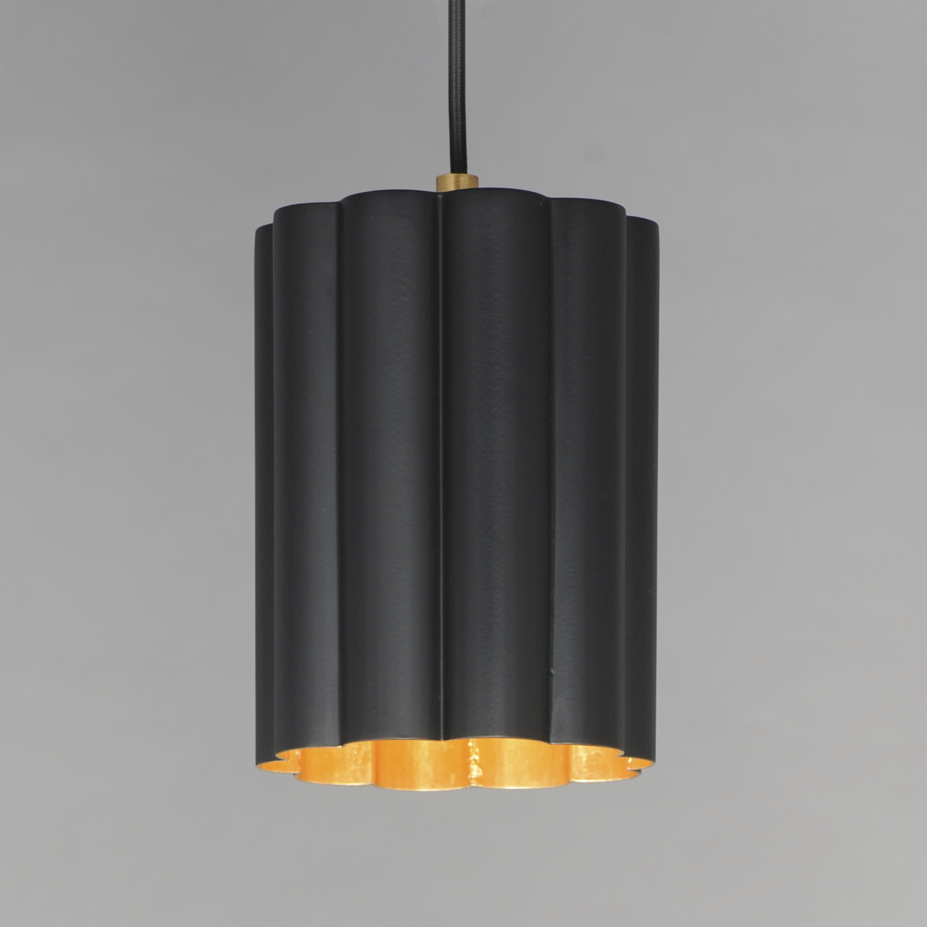 Primrose 1 Light 6 inch Gold Leaf Single Pendant Ceiling Light in Matte Black