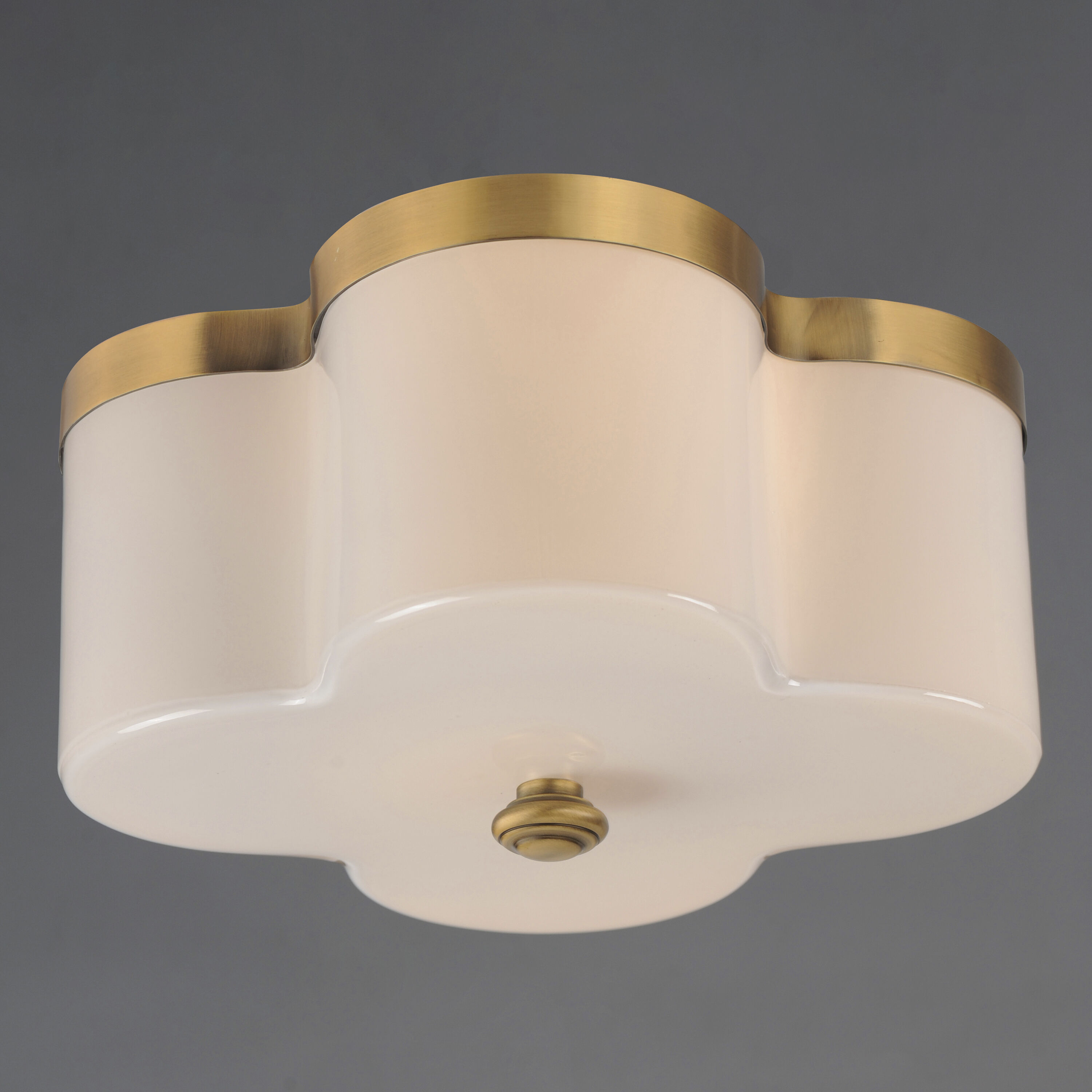 Clover 2 Light 13.5 inch Natural Aged Brass Flush Mount Ceiling Light