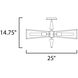 Wings 4 Light 25 inch Black and Satin Brass Flush Mount Ceiling Light