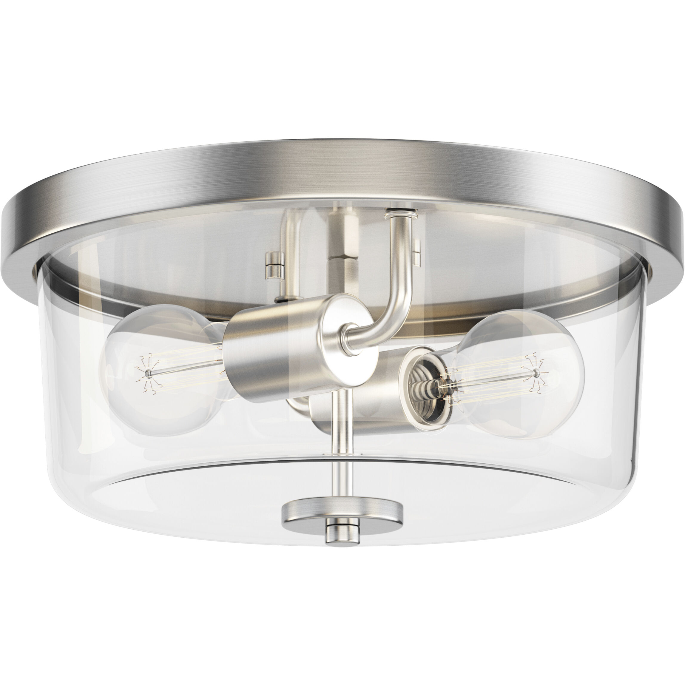 Fuller 2 Light 11.75 inch Satin Nickel Flush Mount Ceiling Light in Clear