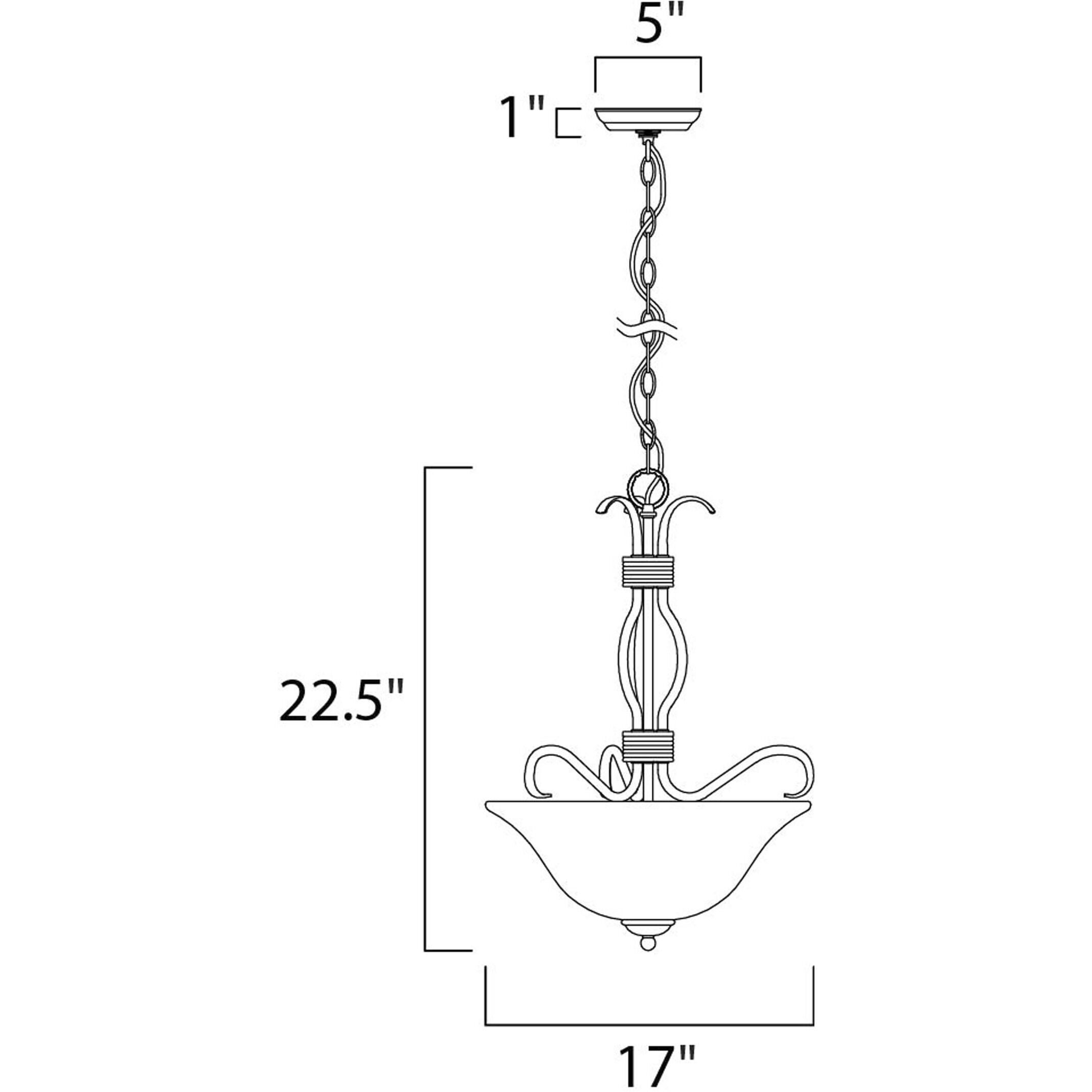 Basix 3 Light 17 inch Satin Nickel Invert Bowl Pendant Ceiling Light