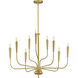 Vela 9 Light 32 inch Satin Brass Multi-Tier Chandelier Ceiling Light