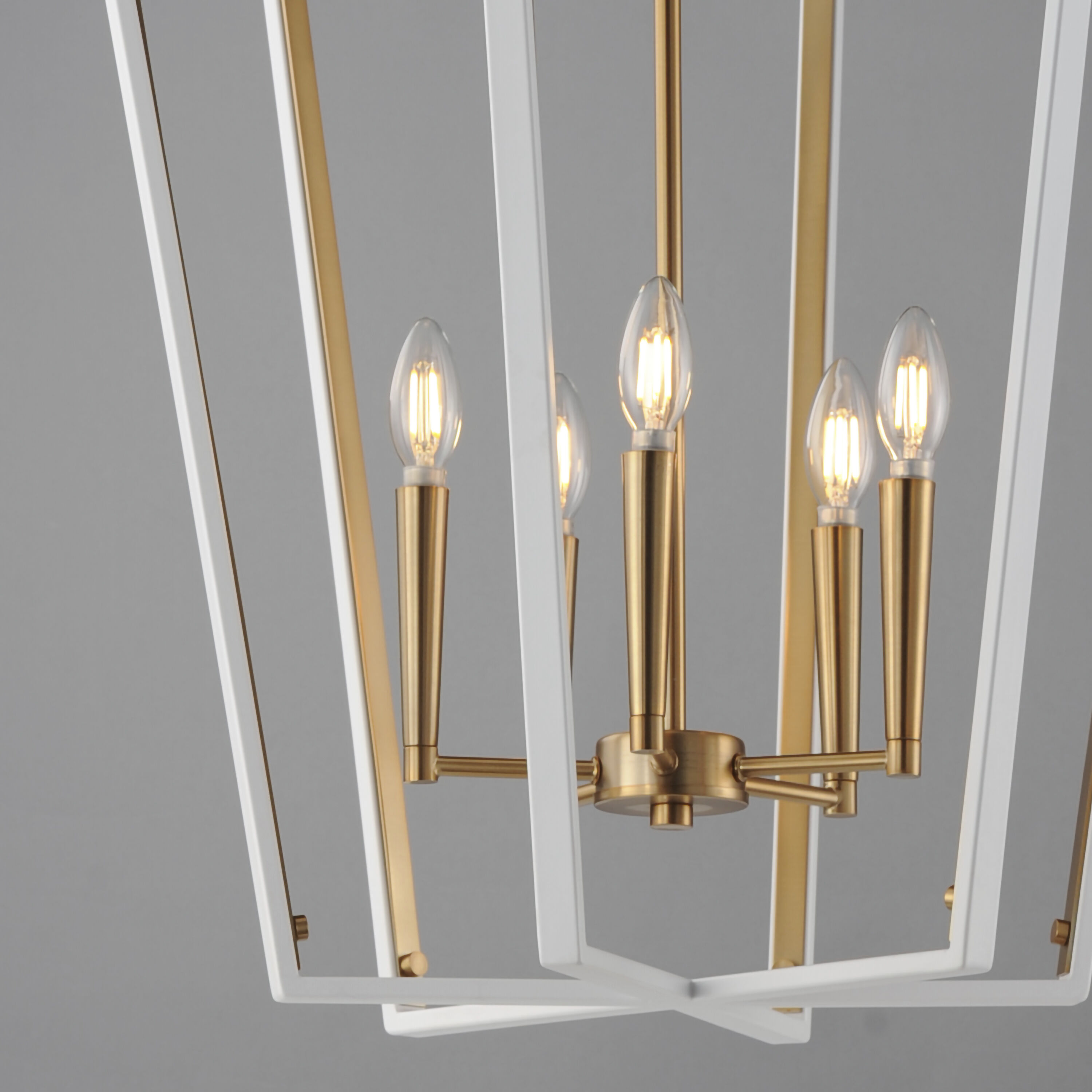 Melrose 5 Light 22 inch White and Natural Aged Brass Entry Foyer Pendant Ceiling Light