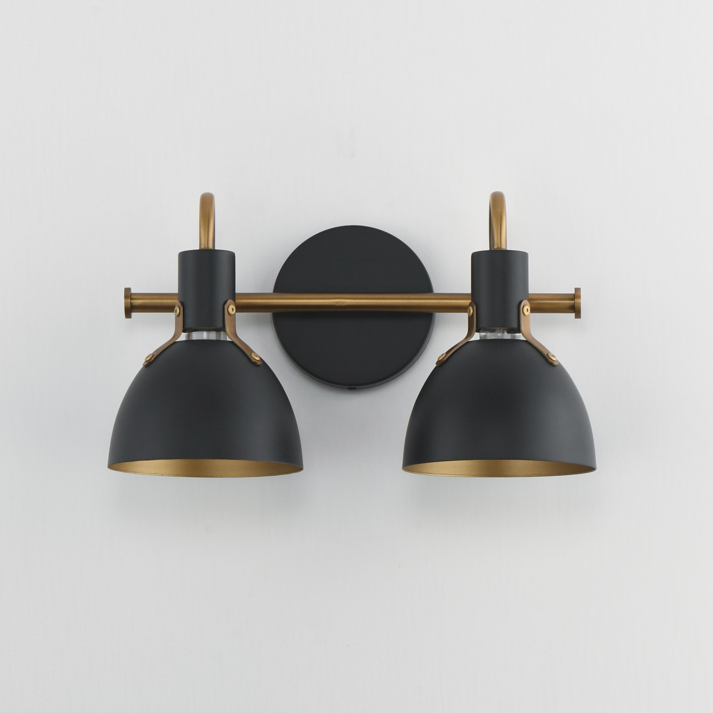 Dusk 2 Light 15 inch Black and Antique Brass Bath Vanity Wall Light