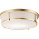 Rogue 3 Light 17 inch Satin Brass Flush Mount Ceiling Light