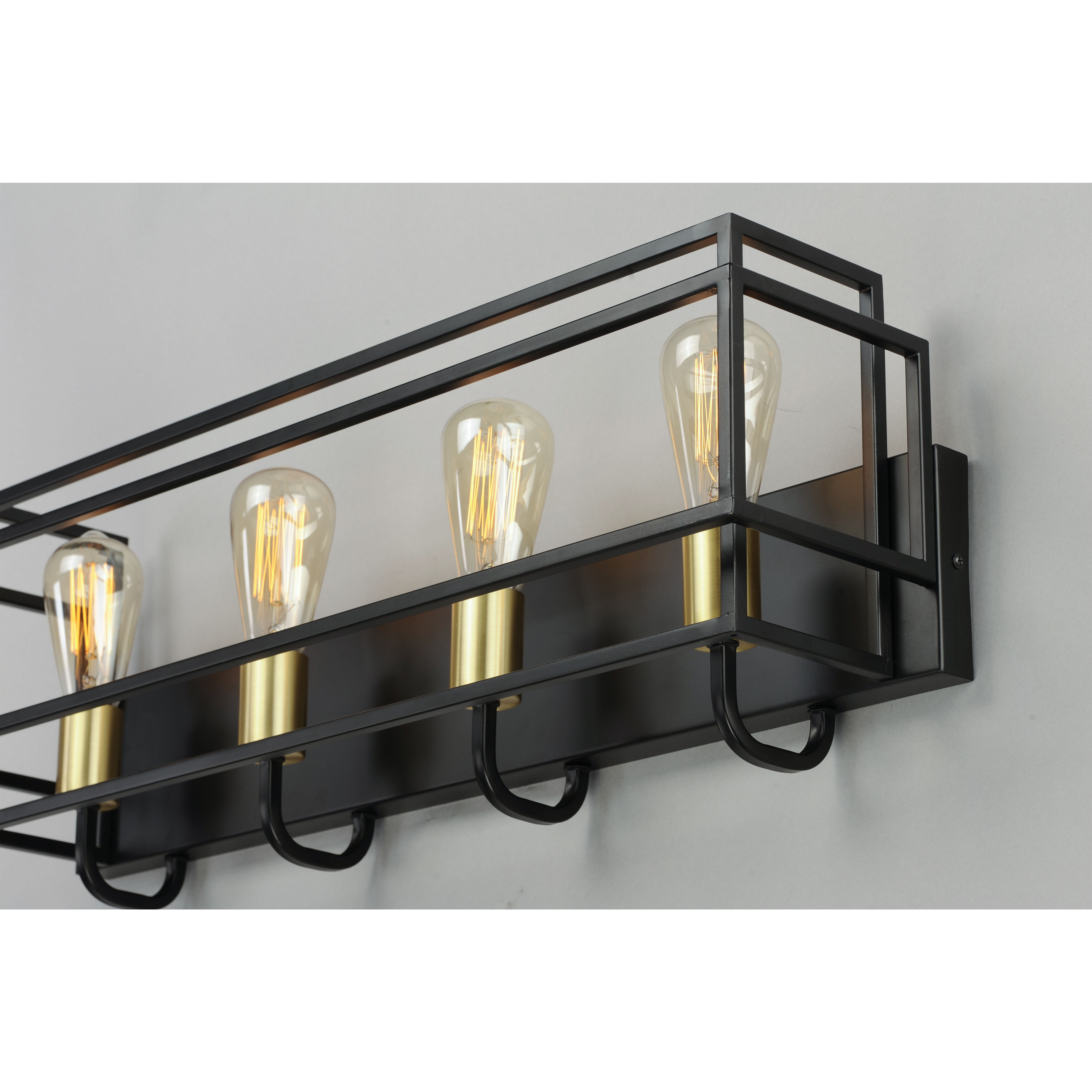 Liner 4 Light 29 inch Black/Satin Brass Bath Vanity Wall Light