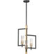 Flambeau 3 Light 12.75 inch Black/Antique Brass Single Pendant Ceiling Light