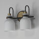 Milk 2 Light 13.5 inch Satin Brass Bath Vanity Light Wall Light in Black and Satin Brass
