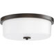 Fuller 3 Light 16 inch Oil Rubbed Bronze Flush Mount Ceiling Light in White