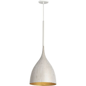 Fleur 1 Light 12.25 inch White and Gold Single Pendant Ceiling Light