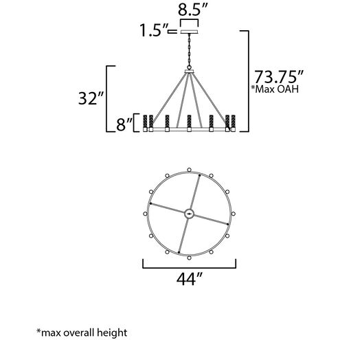 Duchess LED 44 inch Natural Aged Brass Chandelier Ceiling Light