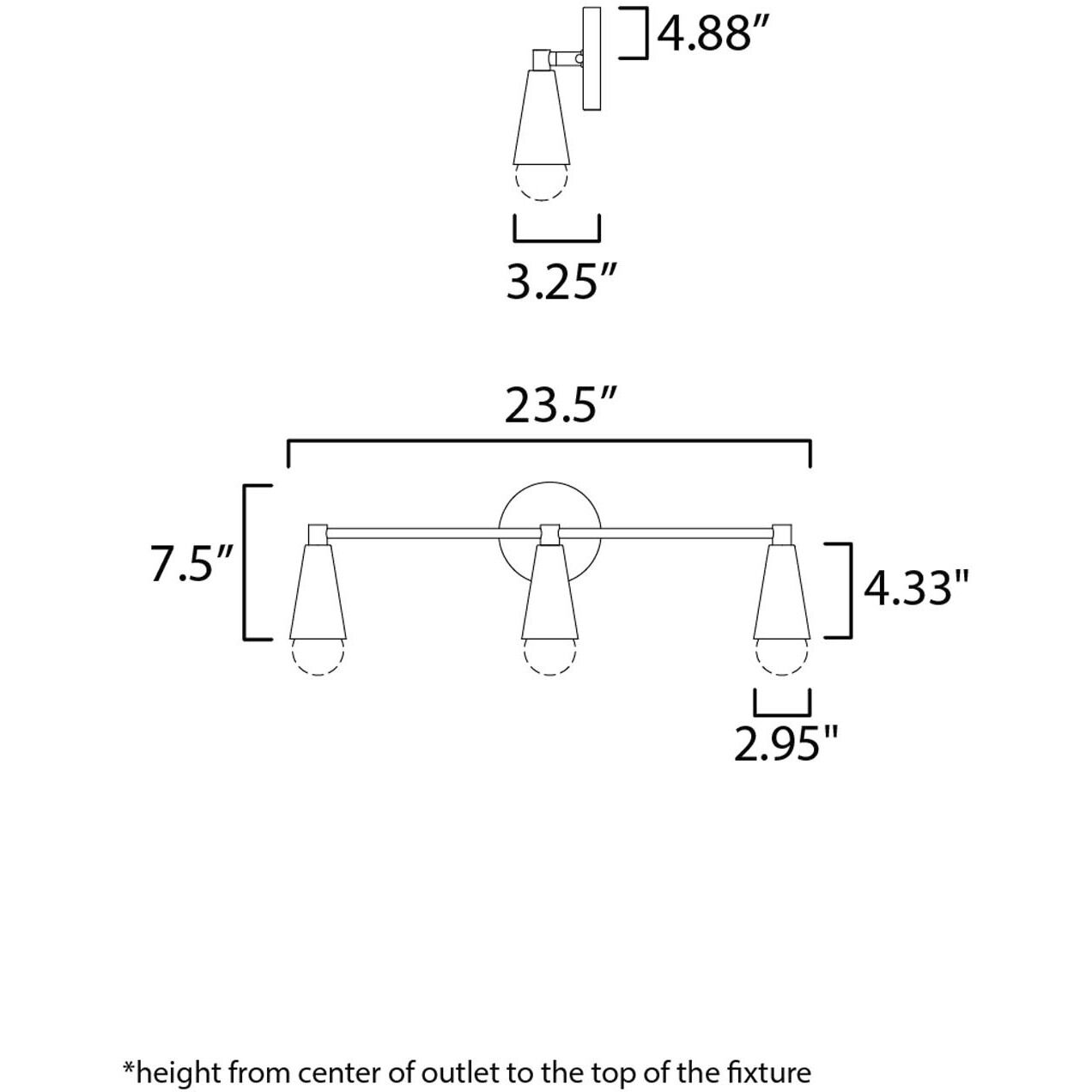Lovell 3 Light 24 inch Black/Satin Brass Bath Vanity Wall Light in Incandescent