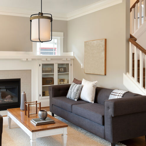 Ruffles 3 Light 13.75 inch Black and Antique Brass Suspension Pendant Ceiling Light