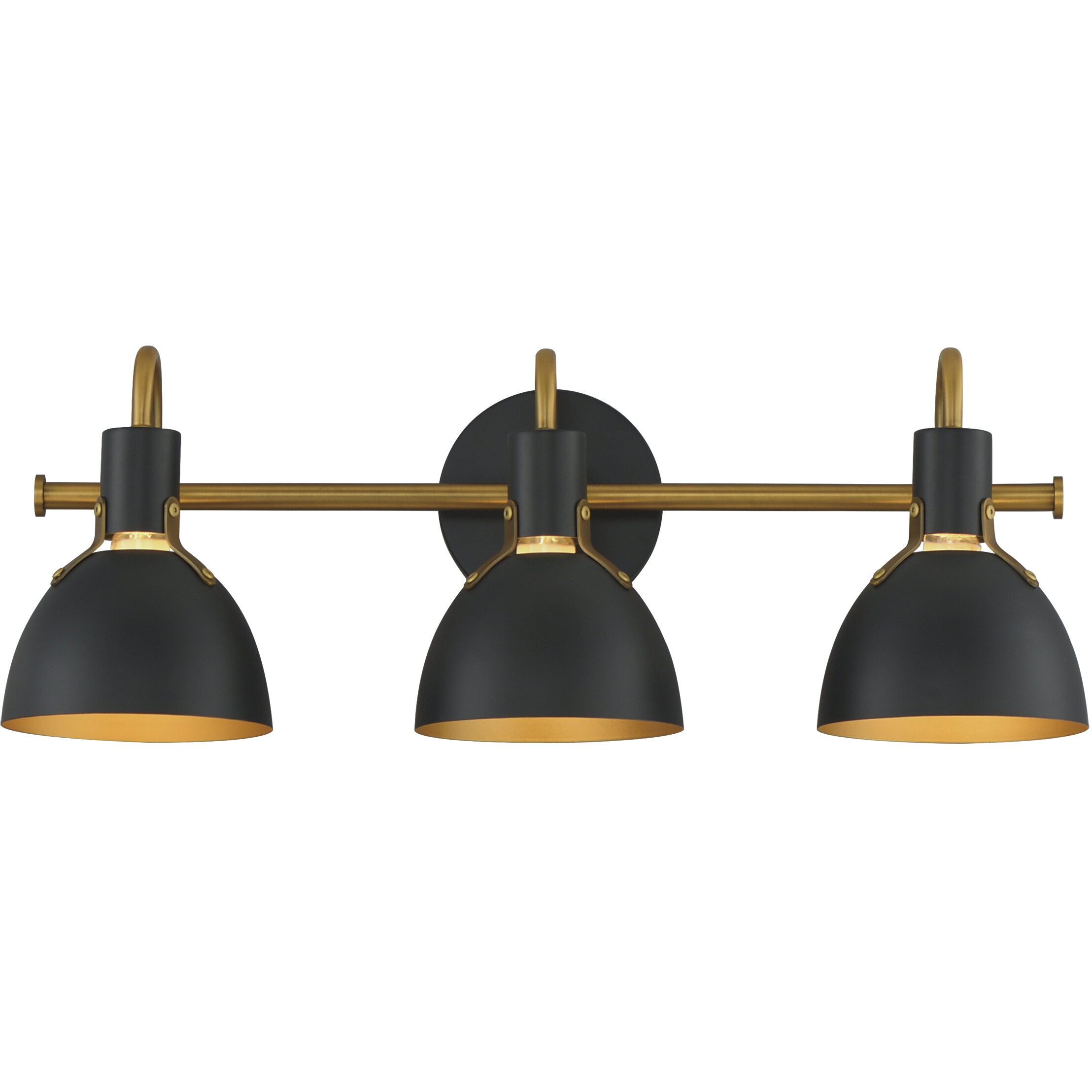 Dusk 3 Light 24 inch Black and Antique Brass Bath Vanity Wall Light