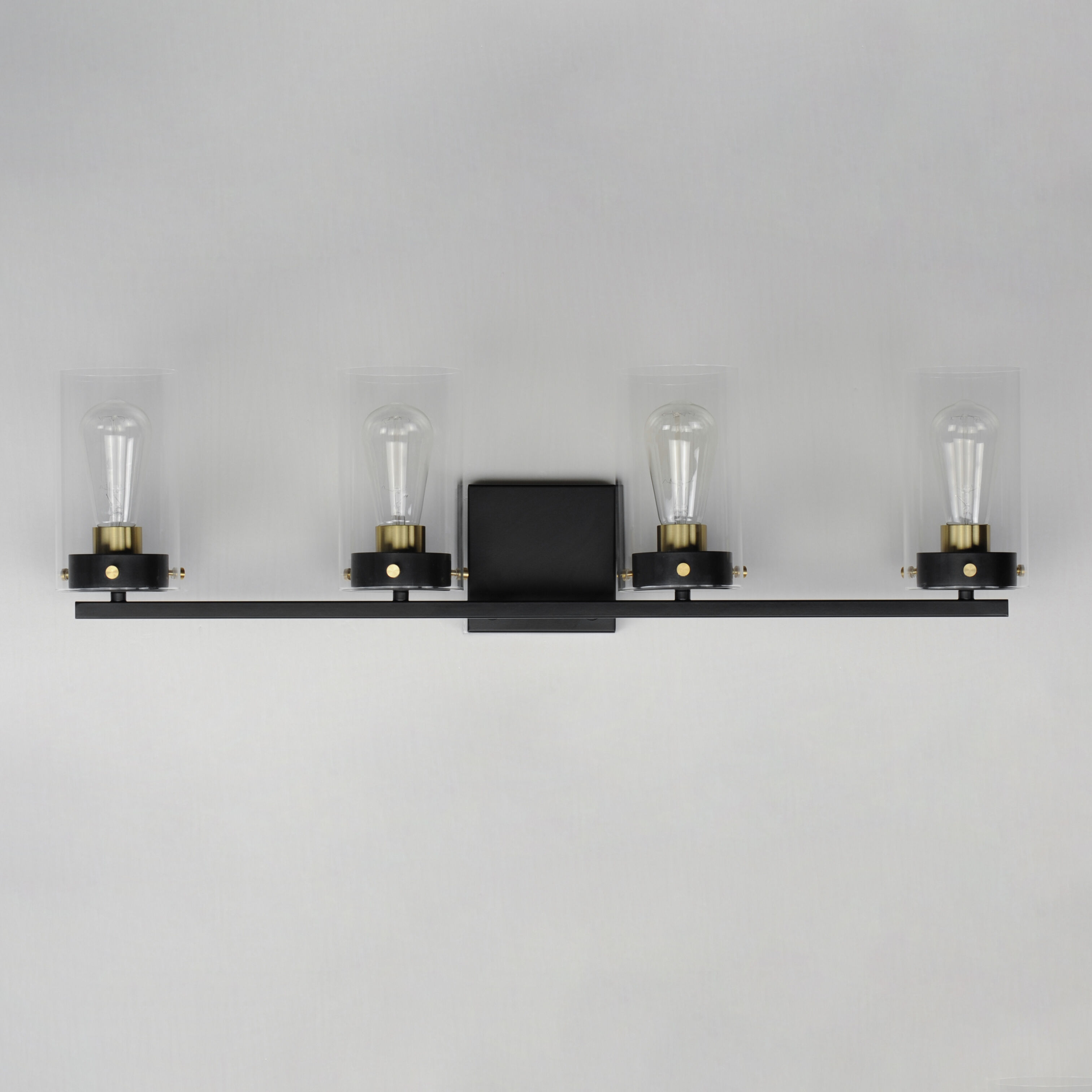 Pinn 4 Light 30 inch Black/Satin Brass Bath Vanity Wall Light