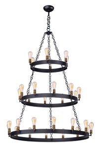 Noble 30 Light 50 inch Black/Natural Aged Brass Chandelier Ceiling Light in MB ST58 Incandescent