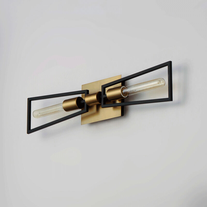 Wings 2 Light 25 inch Black/Satin Brass ADA Wall Sconce Wall Light