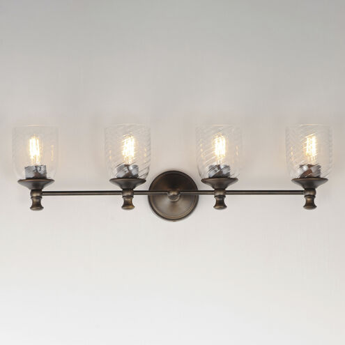 Swirl 4 Light 32.5 inch Antique Bronze Bath Vanity Wall Light