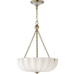 Bundt 3 Light 15.5 inch White and Natural Aged Brass Semi-Flush Mount Ceiling Light