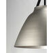 Nordic 1 Light 19 inch Black/Brushed Platinum Single Pendant Ceiling Light in Black and Brushed Platinum