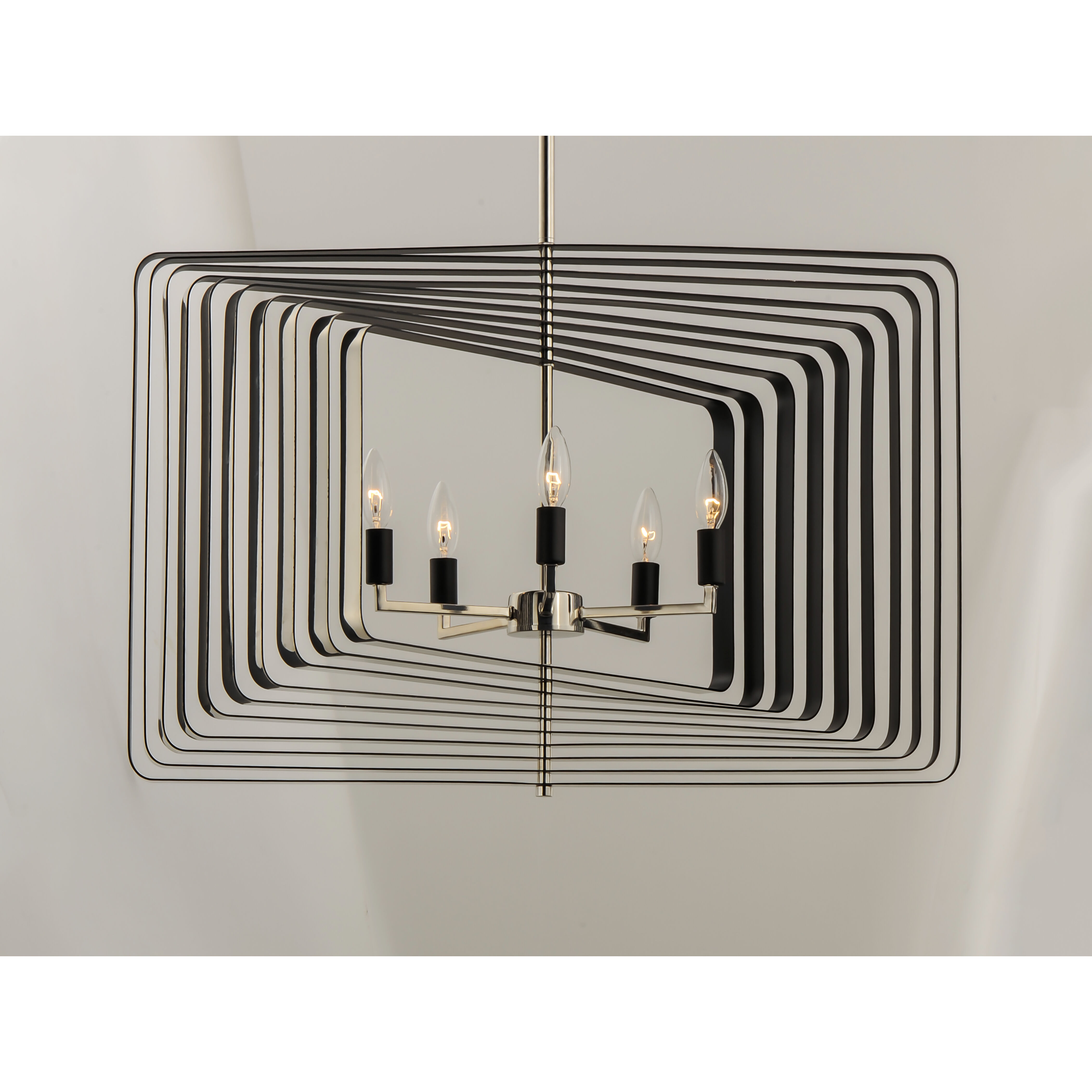 Radial 5 Light 30 inch Polished Nickel/Black Multi-Light Pendant Ceiling Light in Polished Nickel and Black