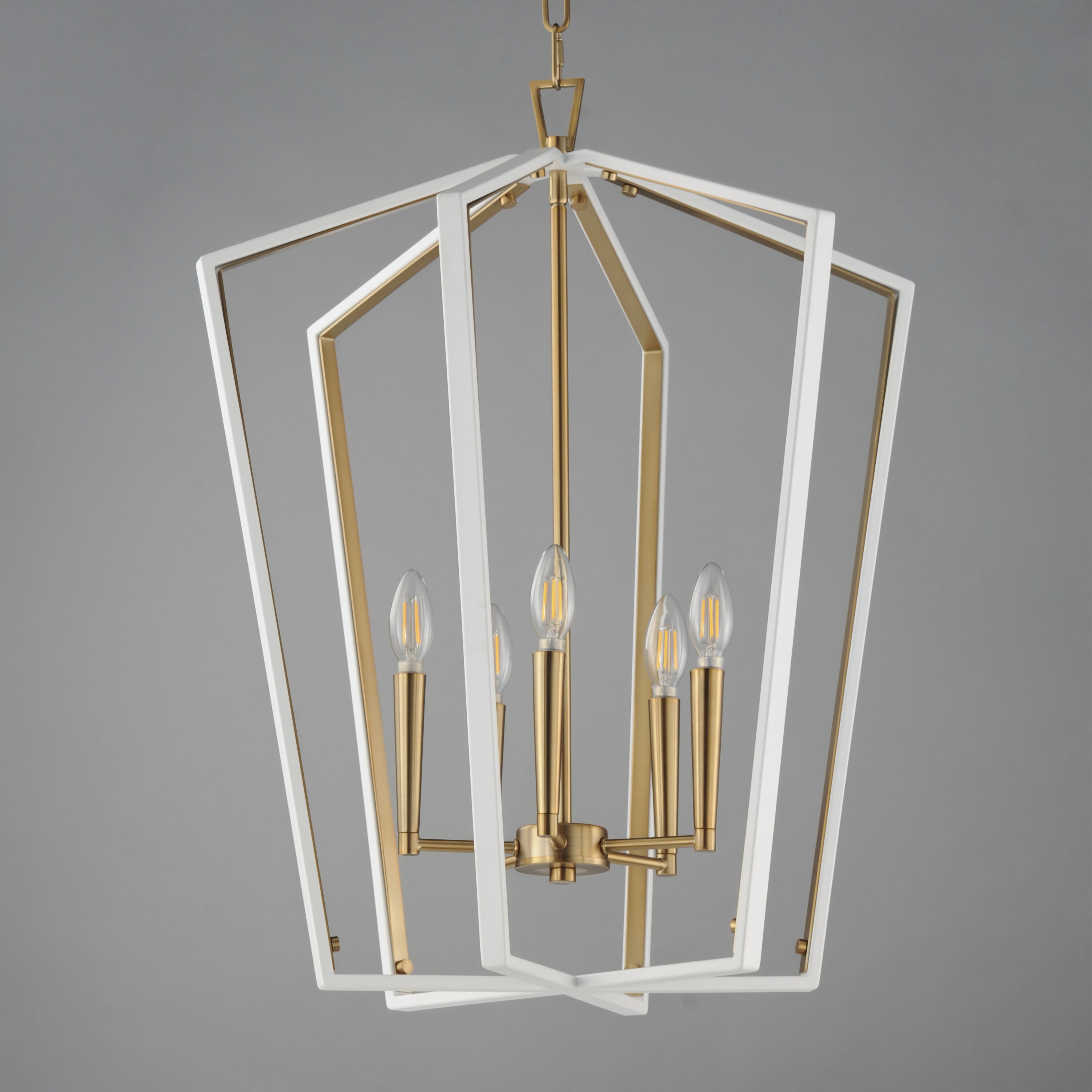 Melrose 5 Light 22 inch White and Natural Aged Brass Entry Foyer Pendant Ceiling Light