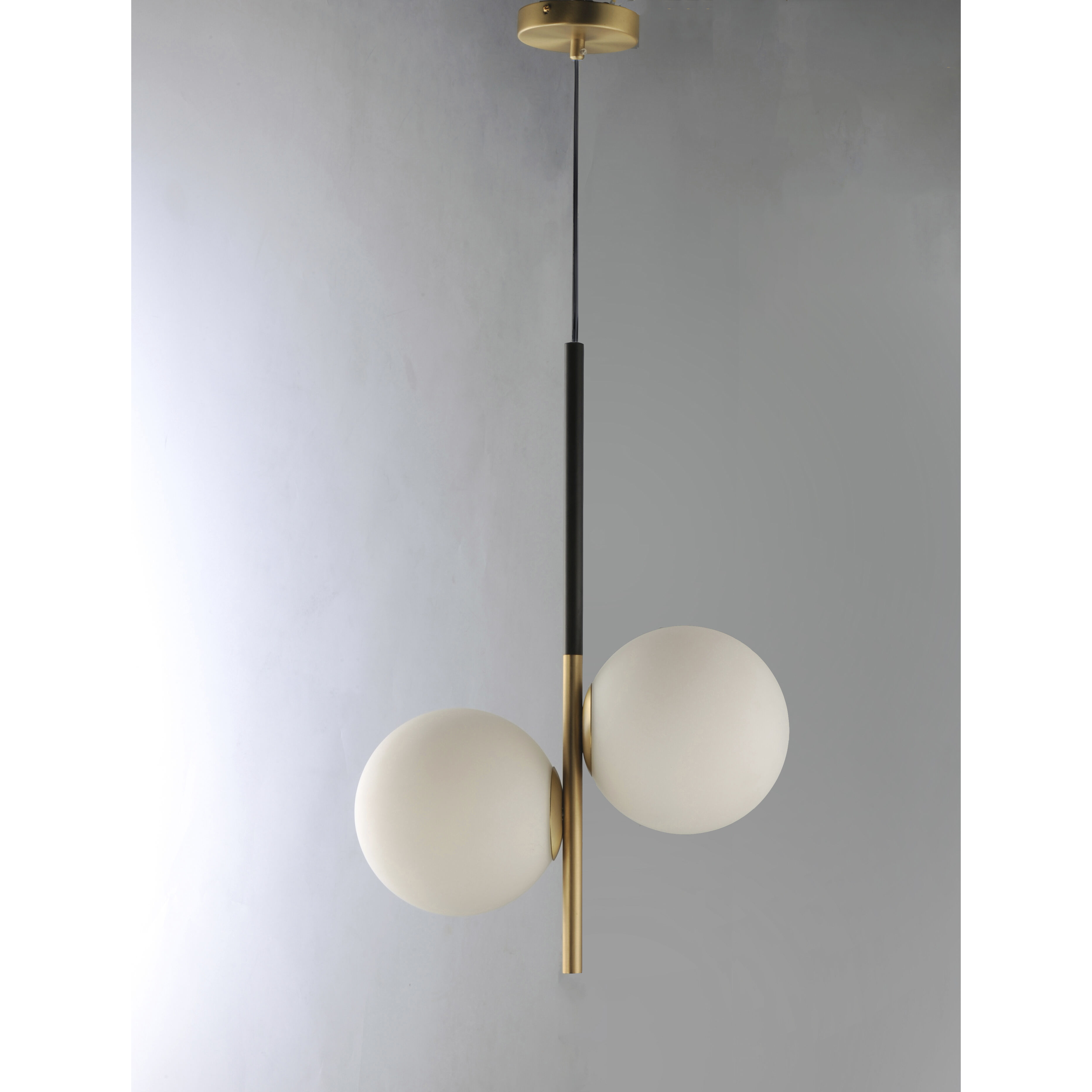 Vesper 2 Light 10 inch Satin Brass/Black Single Pendant Ceiling Light